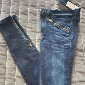 Rag N Bone Stylish Blue Denim Jeans with Zipper Accents Size 24